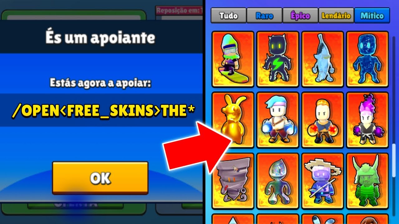 FUNCIONOU!! NOVO CÓDIGO SECRETO PARA LIBERAR TODAS AS SKINS ESPECIAIS DE GRAÇA NO STUMBLE GUYS!!