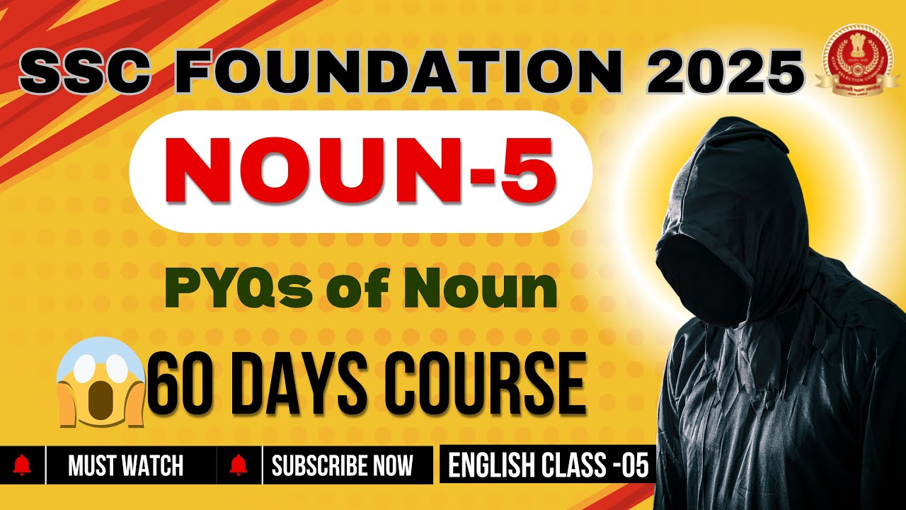 NOUN PYQ Practice SSC CGL 2025 | 🔴SSC Foundation Batch 2025🔥|English Topic Wise | Concepts Explained