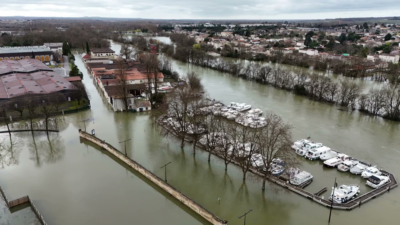 Cognac sous les eaux Février 2026 | Vue aérienne exceptionnelle #Cognac #Inondations #Février2026 