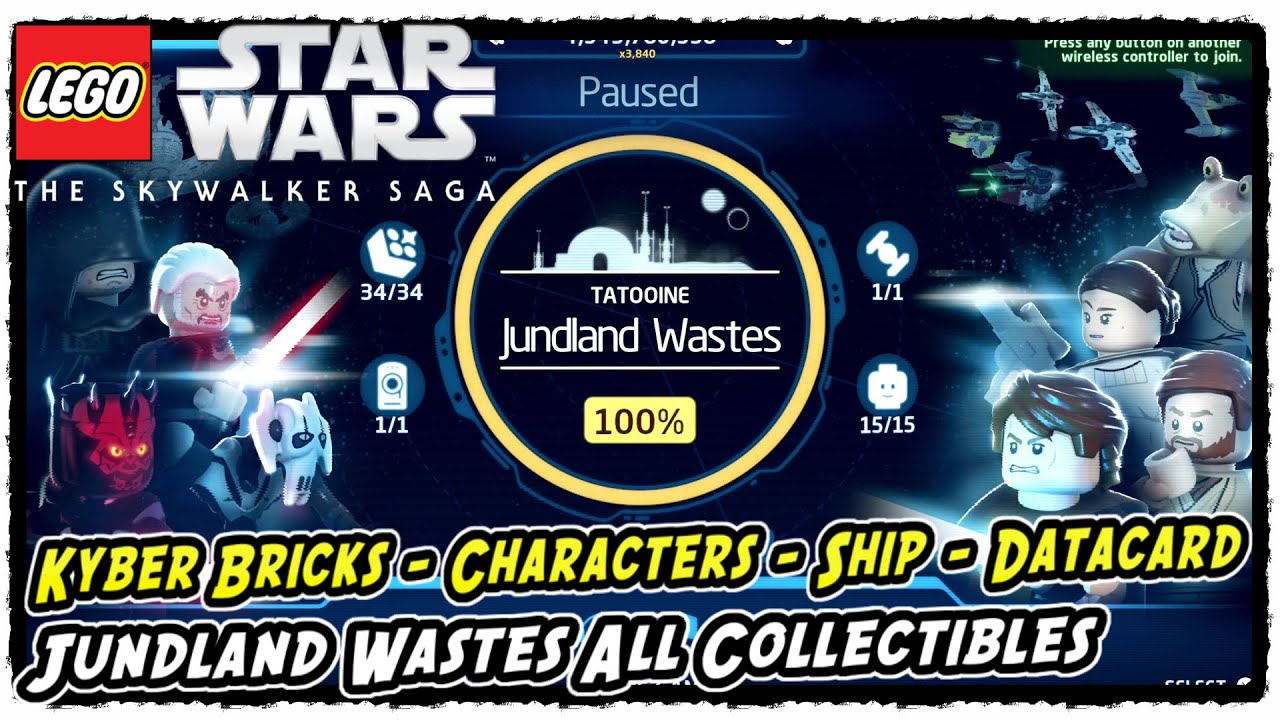 Lego Skywalker Saga Jundland Wastes All Collectible Locations (Kyber Bricks - Characters - Ship)