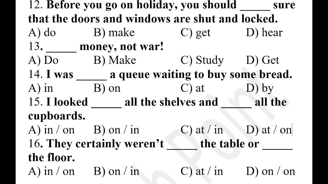 Preposition Exercise | Verbs - DO, MAKE, GET | Objective English Grammar | English Point