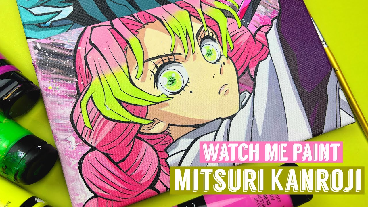 Painting Hashira Mitsuri Kanroji From Demon Slayer | Using Acrylic Paint on Canvas | Step By Step