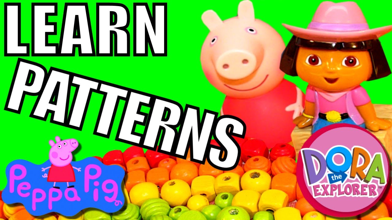 Learn Patterns with Surprise beads! Opening Peppa Pig and Dora preschool excercise