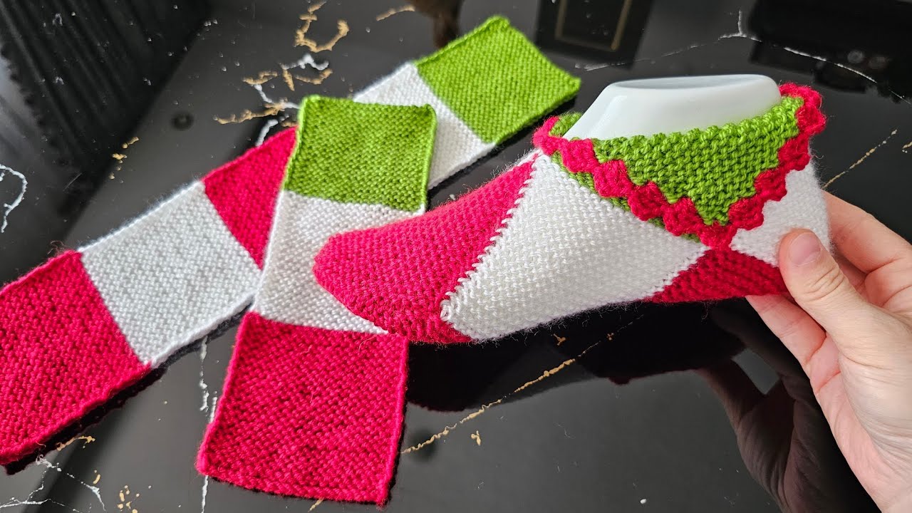 Bu Bulmaca Çiçek Gibi Oldu❤️🤍💚 İki Şiş Bulmaca Patik Modeli Videolu Detaylı Anlatım✅️ İki Şiş Patik