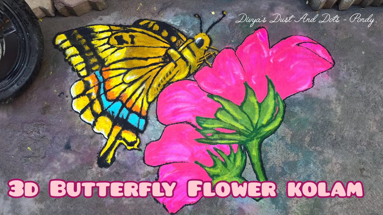 You Won’t Believe This is a Kolam! 🦋 Stunning Butterfly & Flower Rangoli