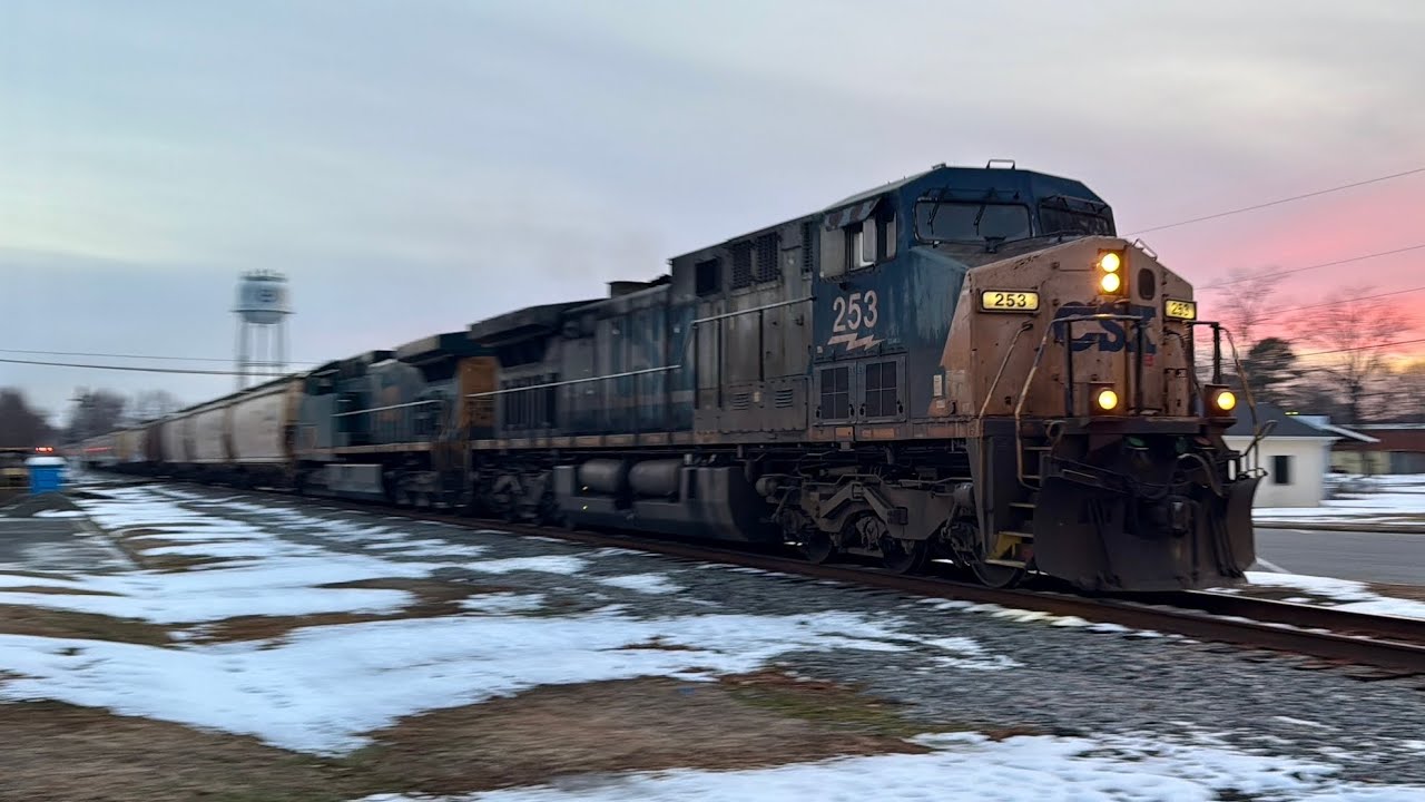 AC44 Pair Leads an Empty Grain Train Through a Snow Covered Pikeville
