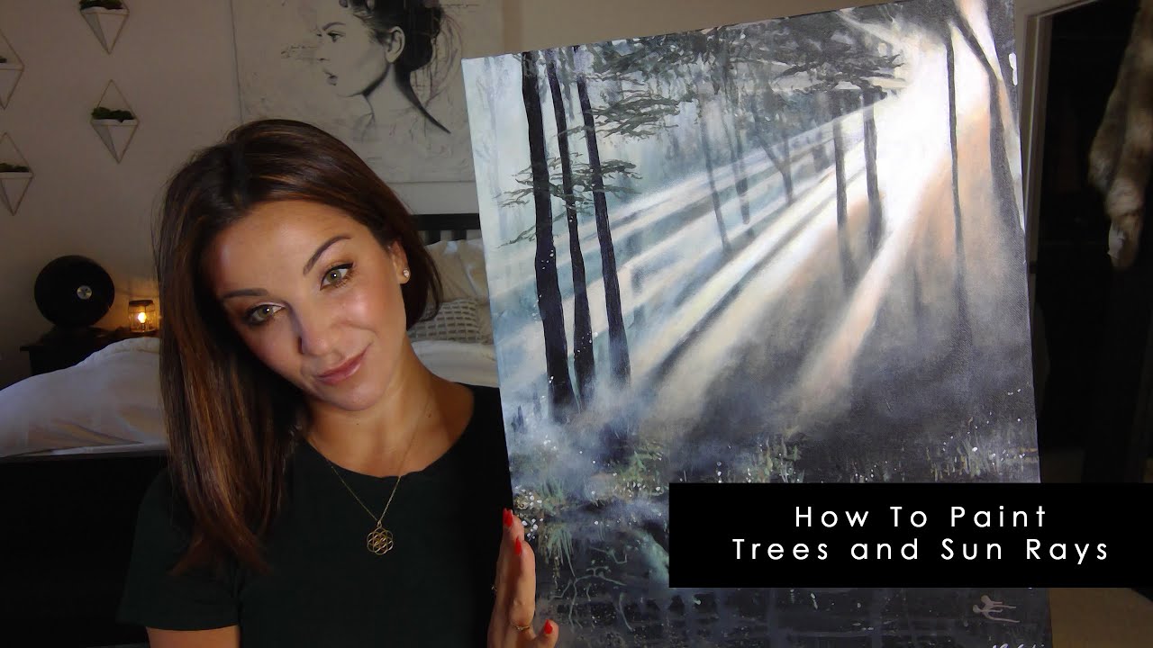 How To Paint Trees an Sun Rays Using Acrylics!