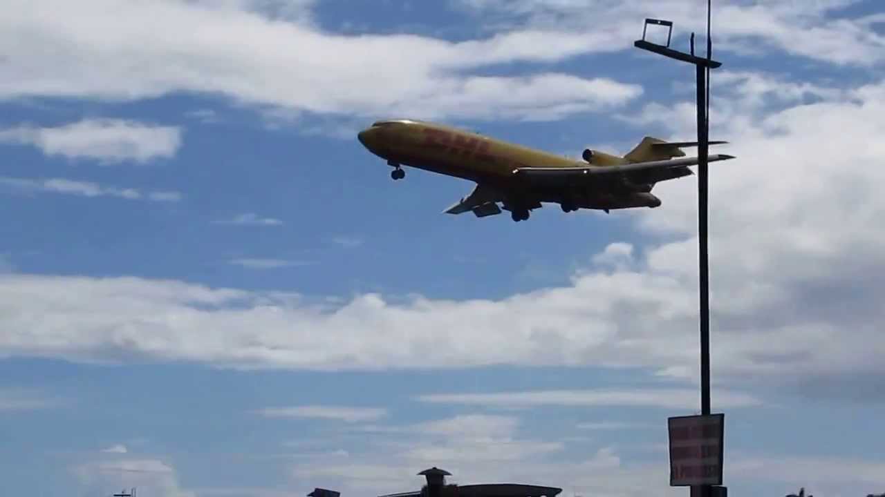 DHL 727 LANDING PANAMA MPTO - SUN AND HEAVY RAIN
