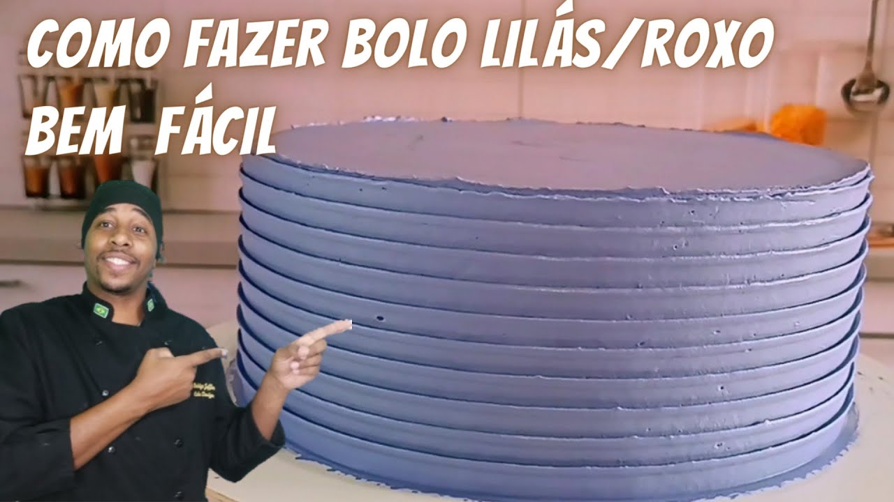 Bolo com chantilly lilás/roxo fácil. Sem perder o ponto, sem ficar amargo.