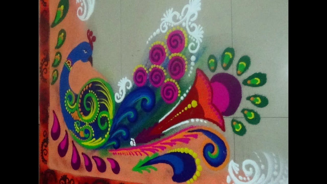 Diwali special Rangoli Best Peacock Rangoli Designs