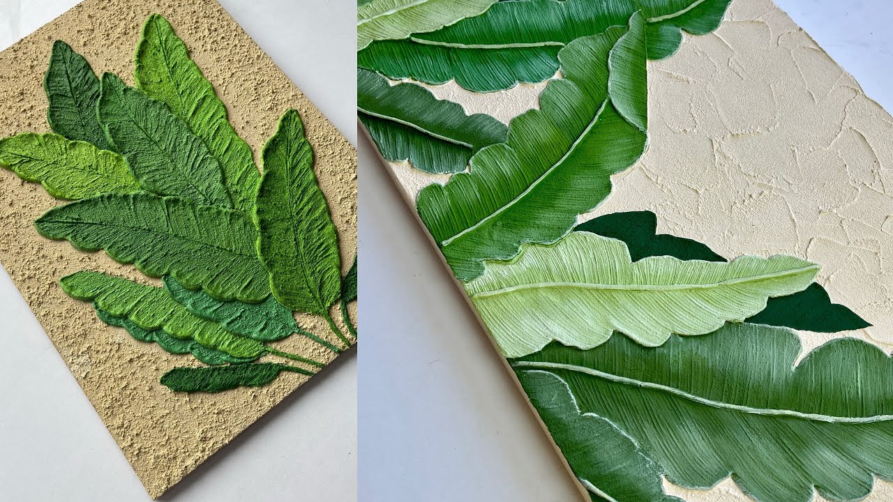 Green Banana Leaves Texture Painting 🌿 | Learn Two Techniques in One Video | Vanoushe Art Tutorial