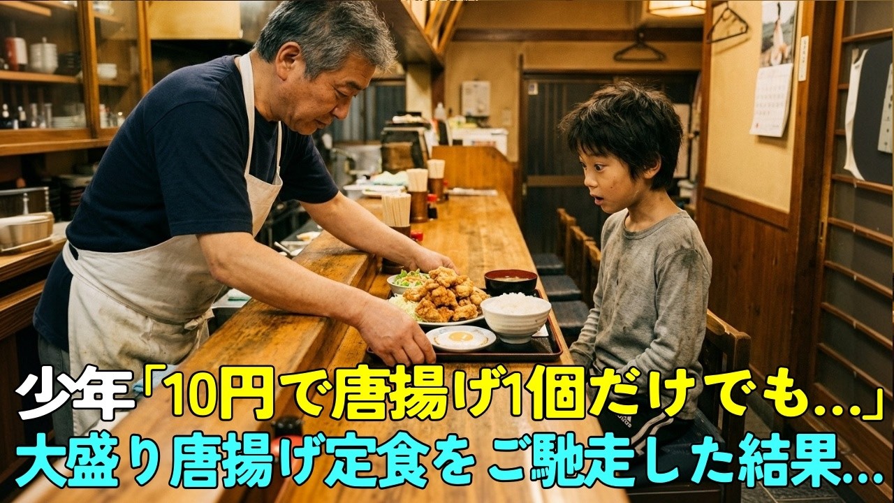 廃業寸前の定食屋にボロボロの少年が来店「10円で唐揚げ1個だけでも…」店主「座ってな」→大盛り唐揚げ定食をご馳走した結果…【感動する話】