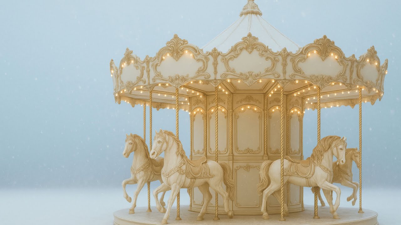 ❄First Snowfall at the Carousel 🎠— 60 Minutes — Extended Winter Ambient (2 Tracks Loop)| LuxePause