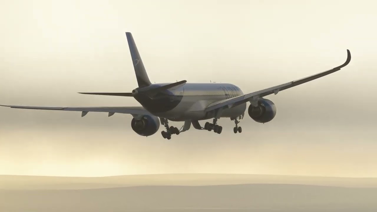 INIBUILD A350 LANDING EGSS WITH CHASEPLANE & FSREALISTIC. GSX DOCKING.