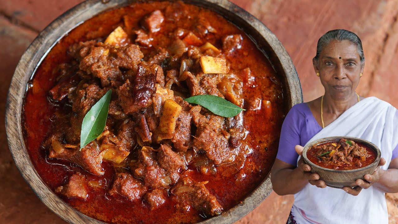 Kerala Nadan Varutharacha Beef Curry - Beef Coconut Gravy