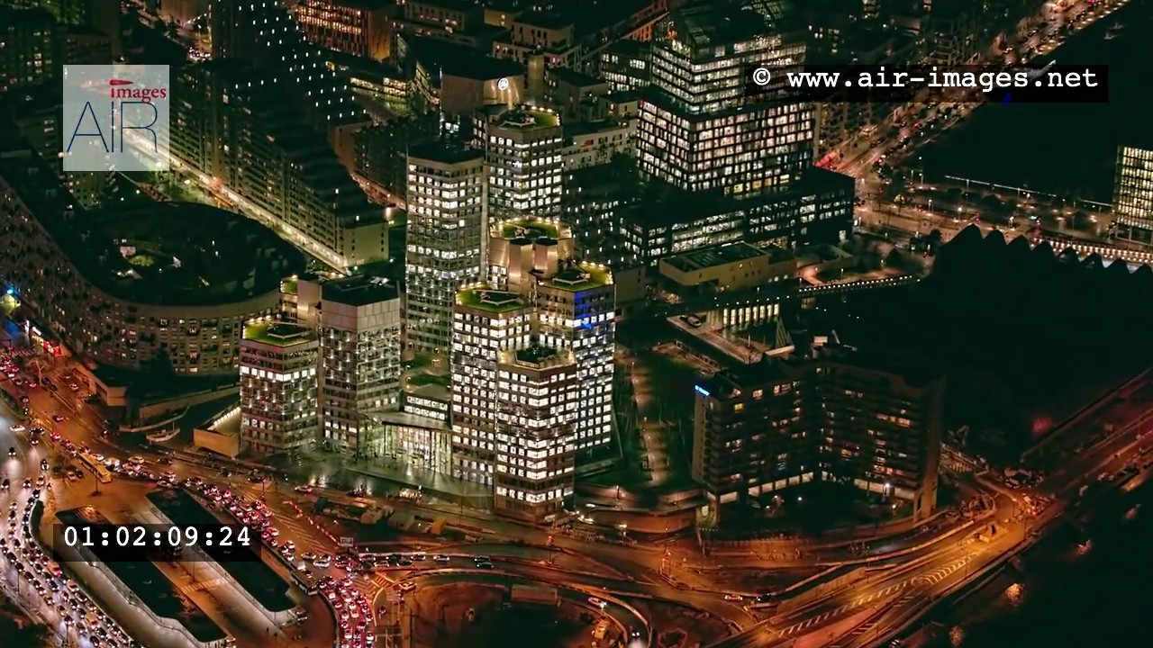Aerial Footage by night & day Boulogne-Billancourt Pont de Sèvres