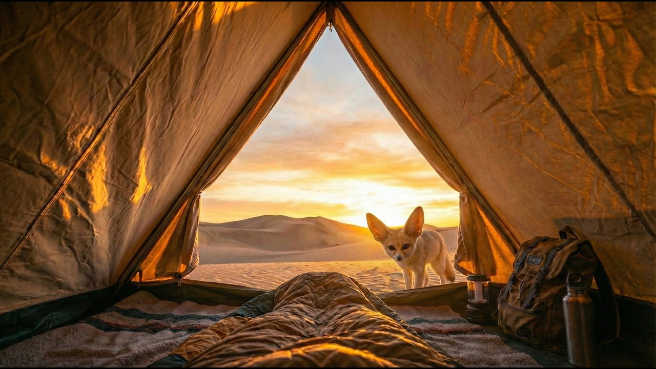 Relaxing Desert Tent Journey | Sunrise to Night Ambience with Gentle Piano