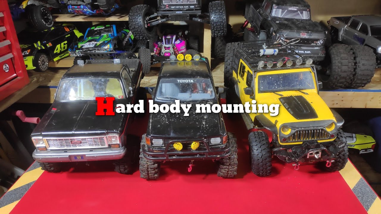 RC Hard body mounting. SCX10 III, TRX4, Redcat , RC4WD, and Element Enduro