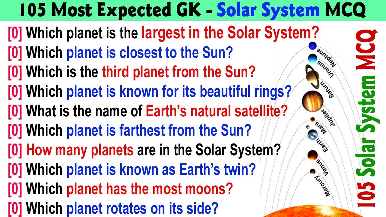 105 Solar System MCQ GK General Knowledge questions and answer | Solar System Trivia | Easy Space GK