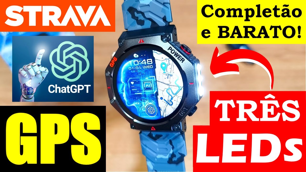 MENOS DE R$150! TEM GPS, CONEXÃO STRAVA, CHAT GPT, Á PROVA D'ÁGUA E LANTERNA LED! SMARTWATCH KC91