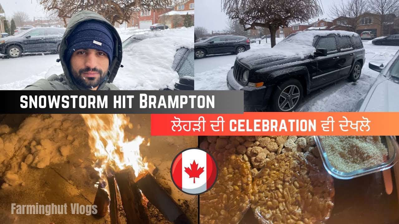 Snowstorm hit Brampton 2024 🇨🇦 snowfall life canada 😵‍💫 Lohri celebration 2024 #canadalife