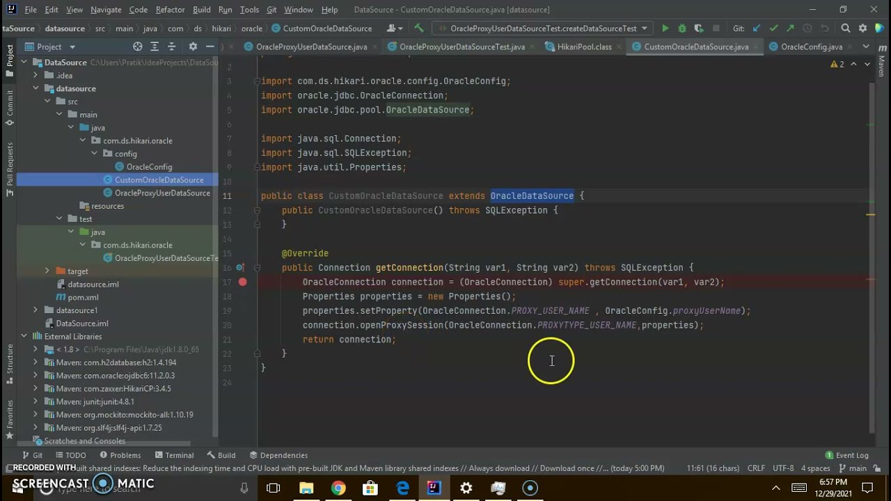 Hikari connection pool with Oracle Proxy user