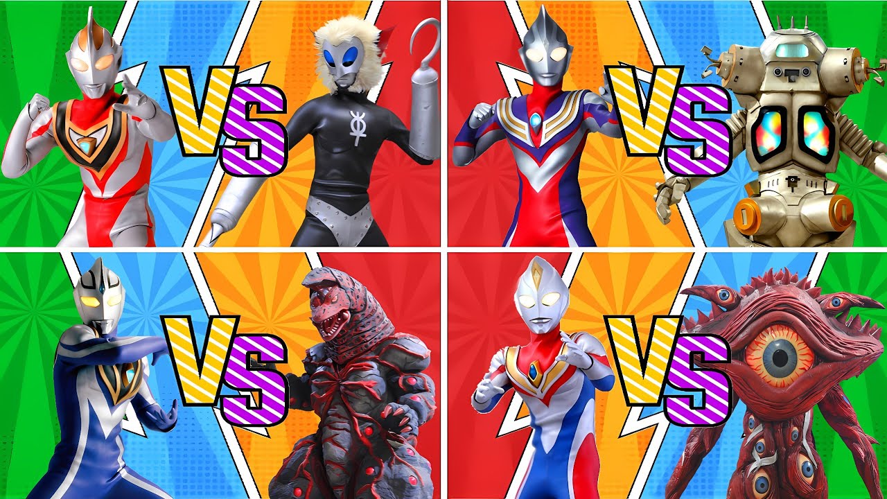 ウルトラマンガイア VS ALIEN MAGMA, ULTRAMAN AGUL VS GOLZA, TIGA VS ROBOT KING JOE, DYNA VS GAN-Q #ウルトラマン #怪獣