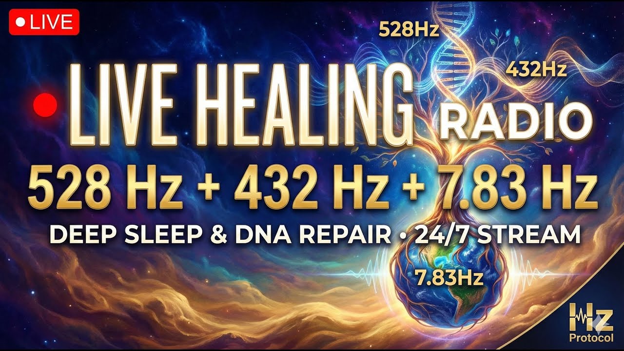🔴 Live Healing Sleep 💤 528Hz DNA Repair, 432Hz & 7.83Hz Grounding Remove Negative Energy Live