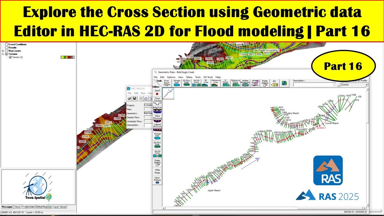 Explore the Cross Section using Geometric data Editor in HEC-RAS 2D for Flood Modeling | Part 16