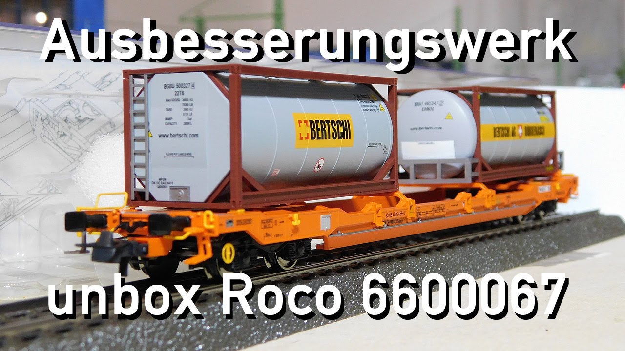 Ausbesserungswerk H0 unbox Roco 6600067 Taschenwagen T5 der Wascosa, Epoche VI