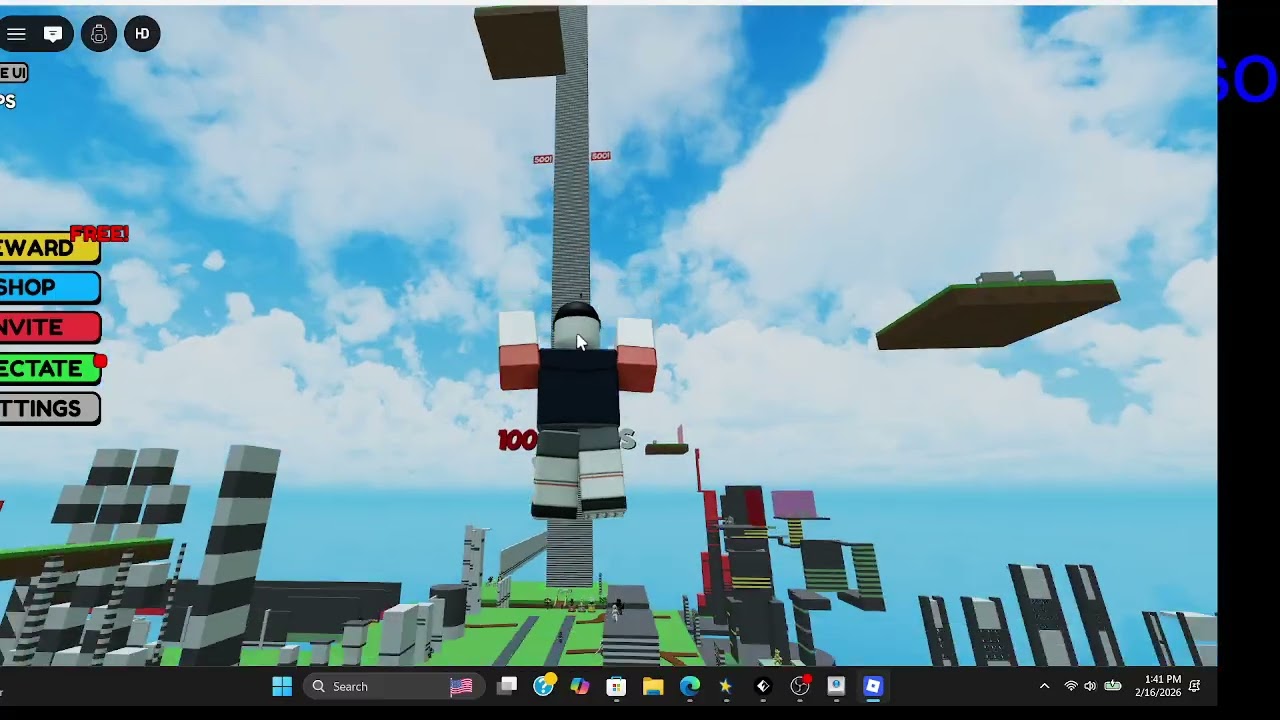 attempting the 1000 stud wall hop in Roblox for the first time
