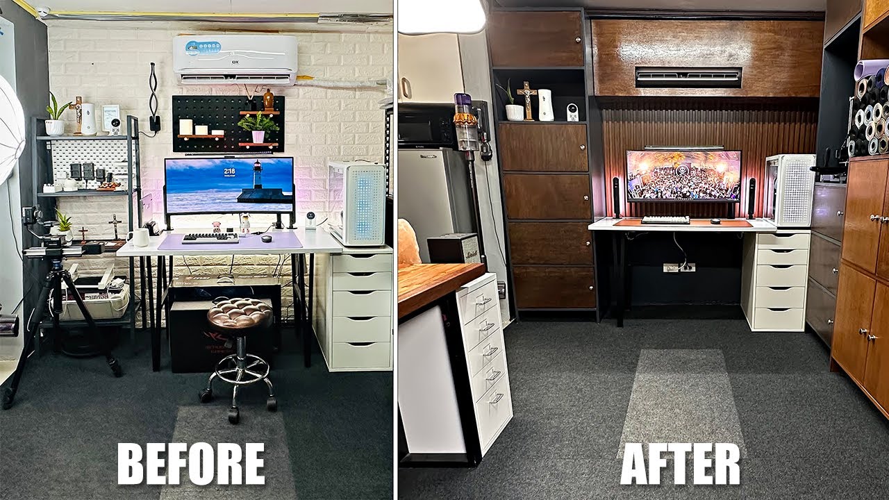 Modern Desk Setup MAKEOVER 2023 Ft. Dyson V15 Detect!