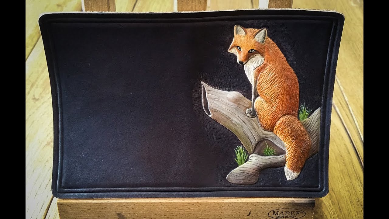 Coloring leather fox  with acrylic paint.