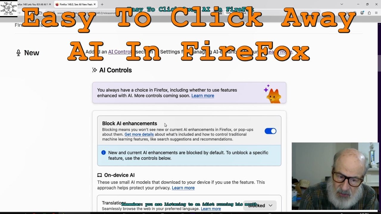 Easy To Click Away AI In FireFox