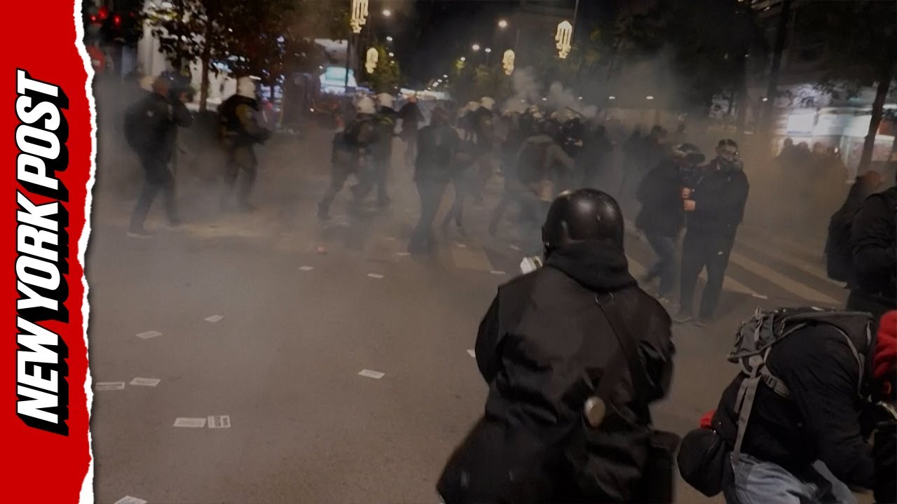 Tear Gas Used On Protesters During Violent Clash With Police In Greece