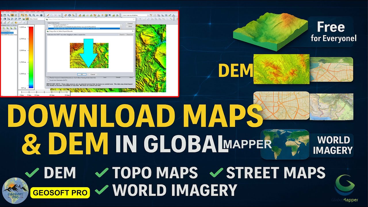 How to Download Any Dataset in Global Mapper | DEM, Topo Maps, Imagery, Lidar, Geology & More!