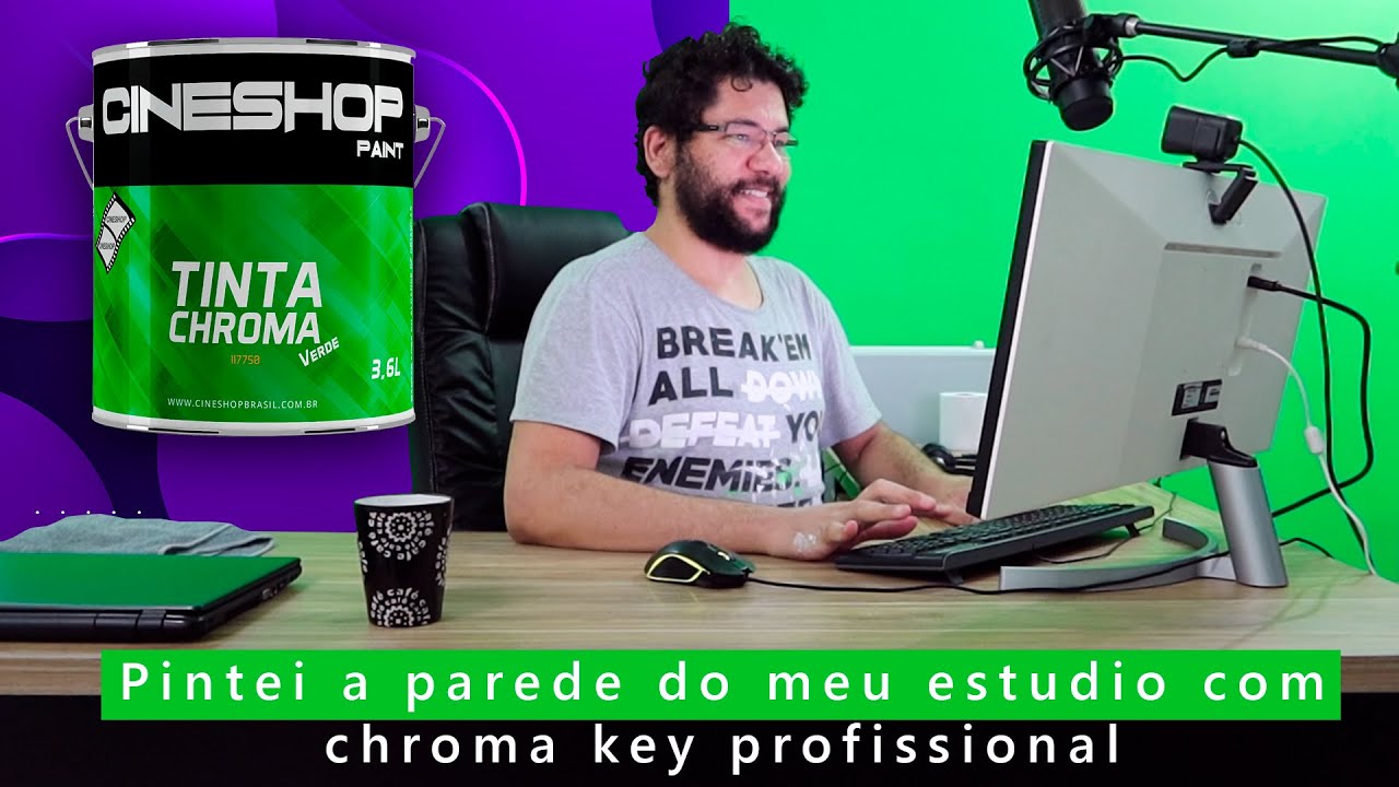 Pintei a parede do meu estúdio com chroma key profissional