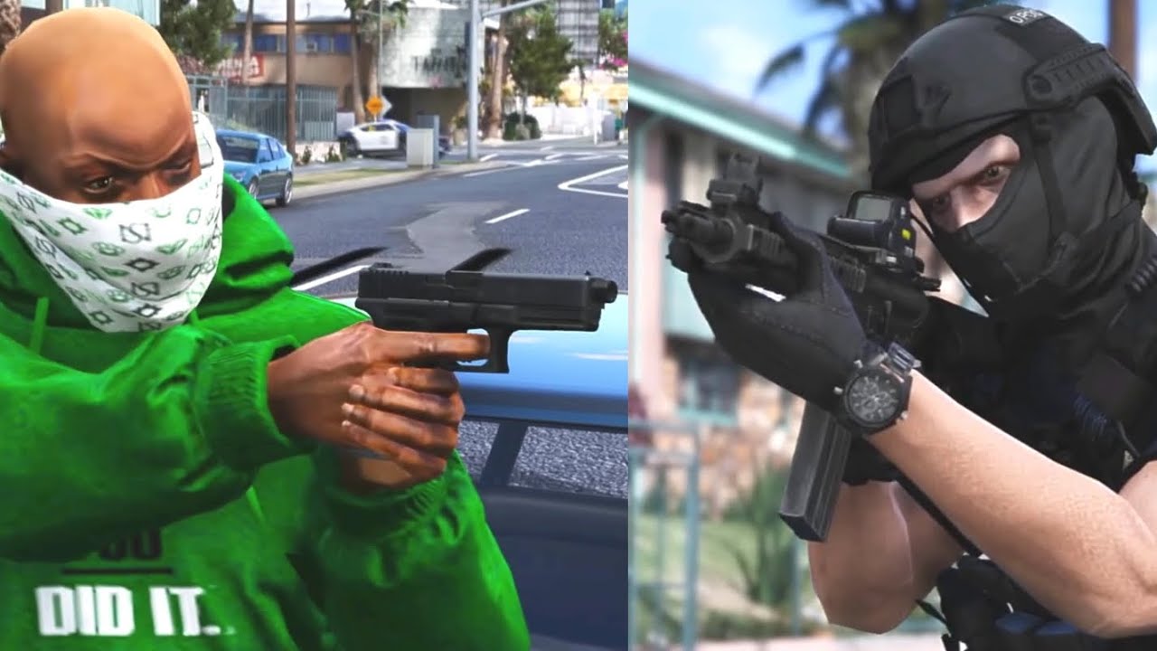 Gang Shootout - GTA 5 SWAT Movie - REACTION