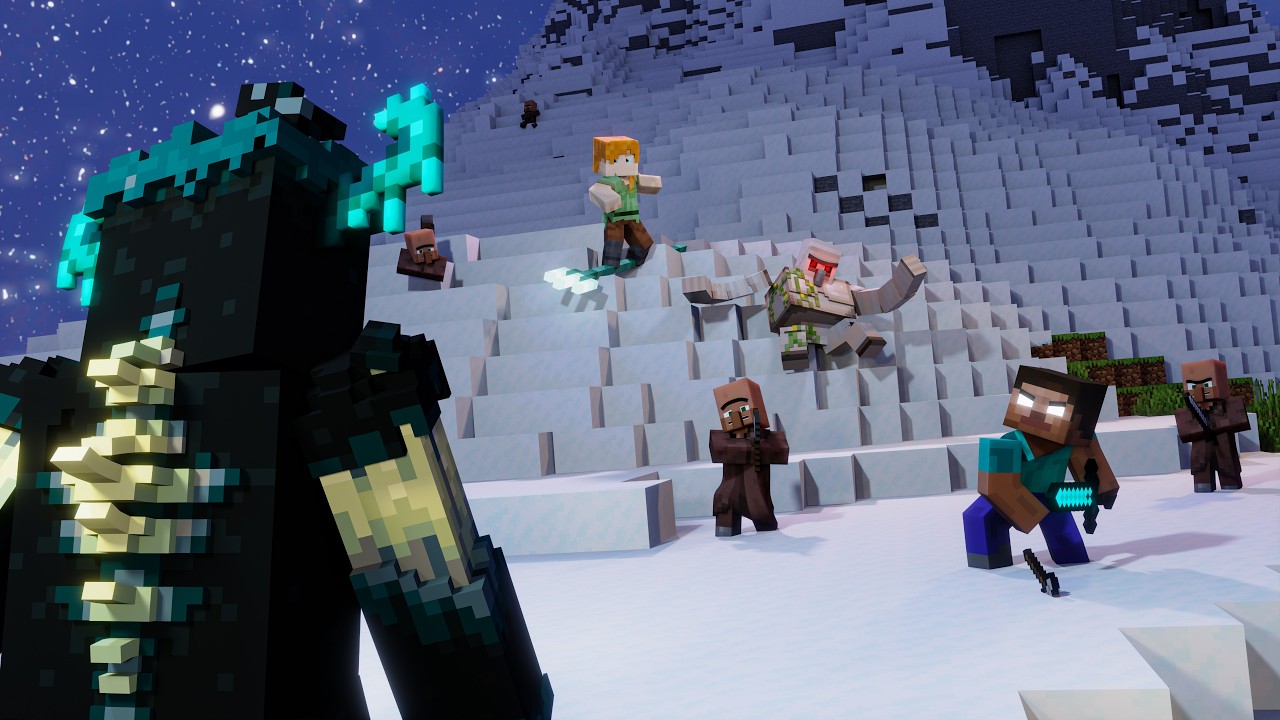 Alex And Steve VS Warden VS Villagers (Minecraft Animation)