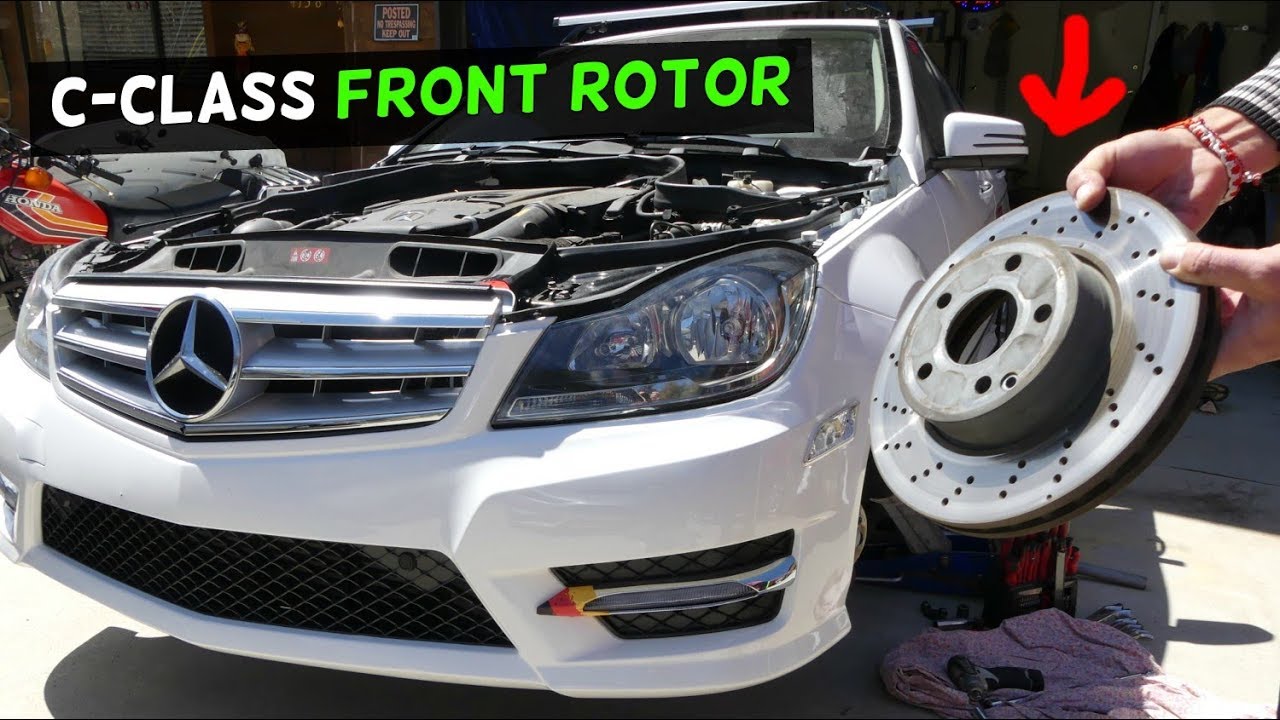 MERCEDES W204 FRONT DISC ROTOR BRAKE ROTOR REPLACEMENT REMOVAL
