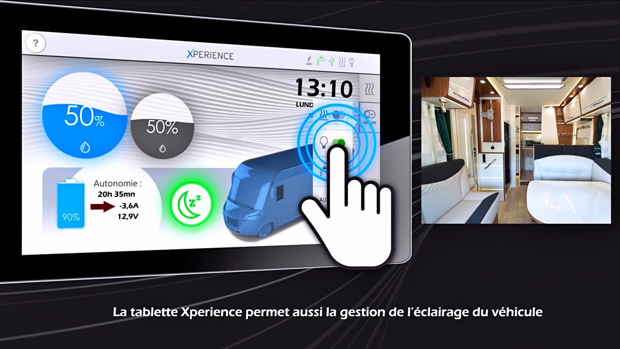 Tablette Xperience pour une gestion facile de l'autonomie de votre camping-car Pilote et Bavaria