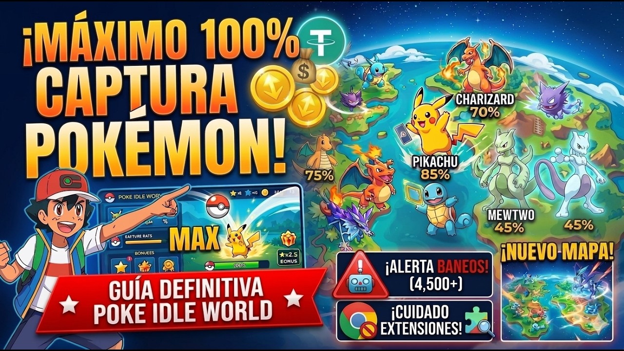 &iexcl;GUIA PORCENTAJE de  CAPTURA de TODOS POKEMON en Poke Idle World! 🚫 (Evita estos BANEOS)