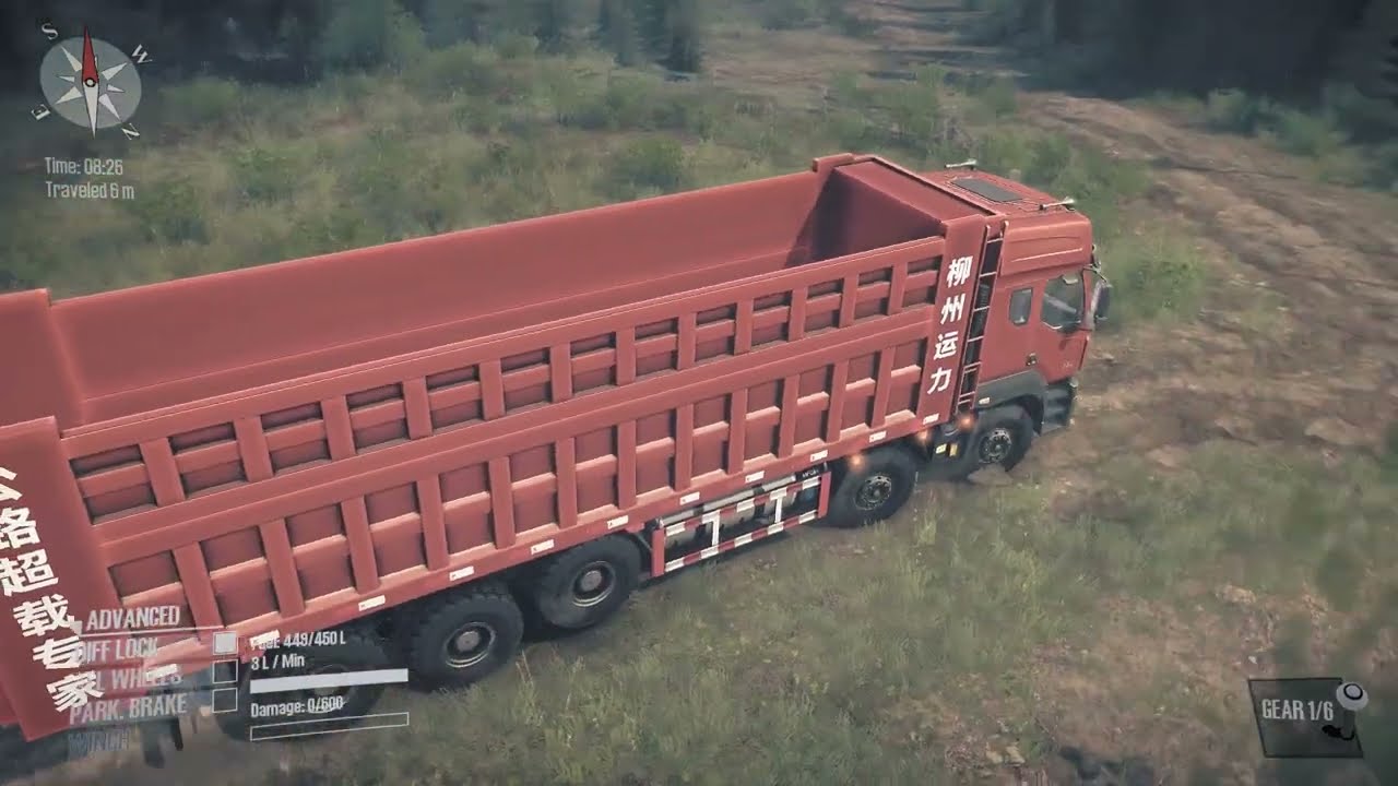 Spintires: MudRunner -  6x6  Truck Off-road Driving through Forest and Hilly Roads