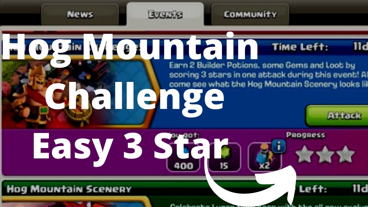 Hog Mountain Challenge  Easy  3 star | Clash Of Clans