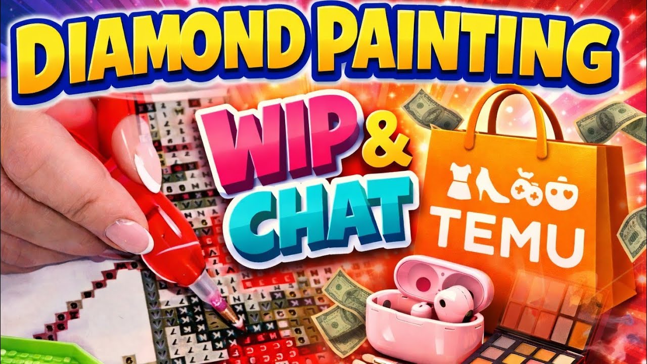 Diamond Painting Wip & Chat 💎 Completing 4 Mini Temu Kits | Relaxing Craft With Me
