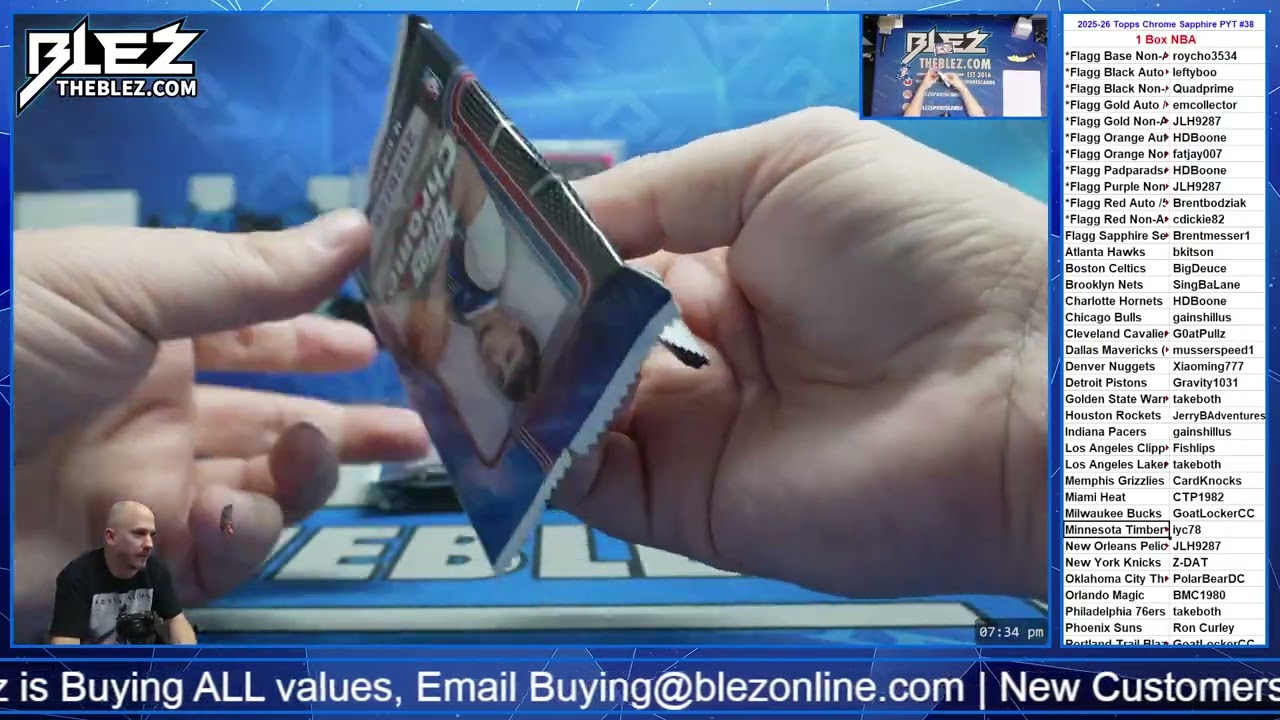 2025-2026 Topps Chrome Sapphire 1 Box BREAK #38 Pick Your Team