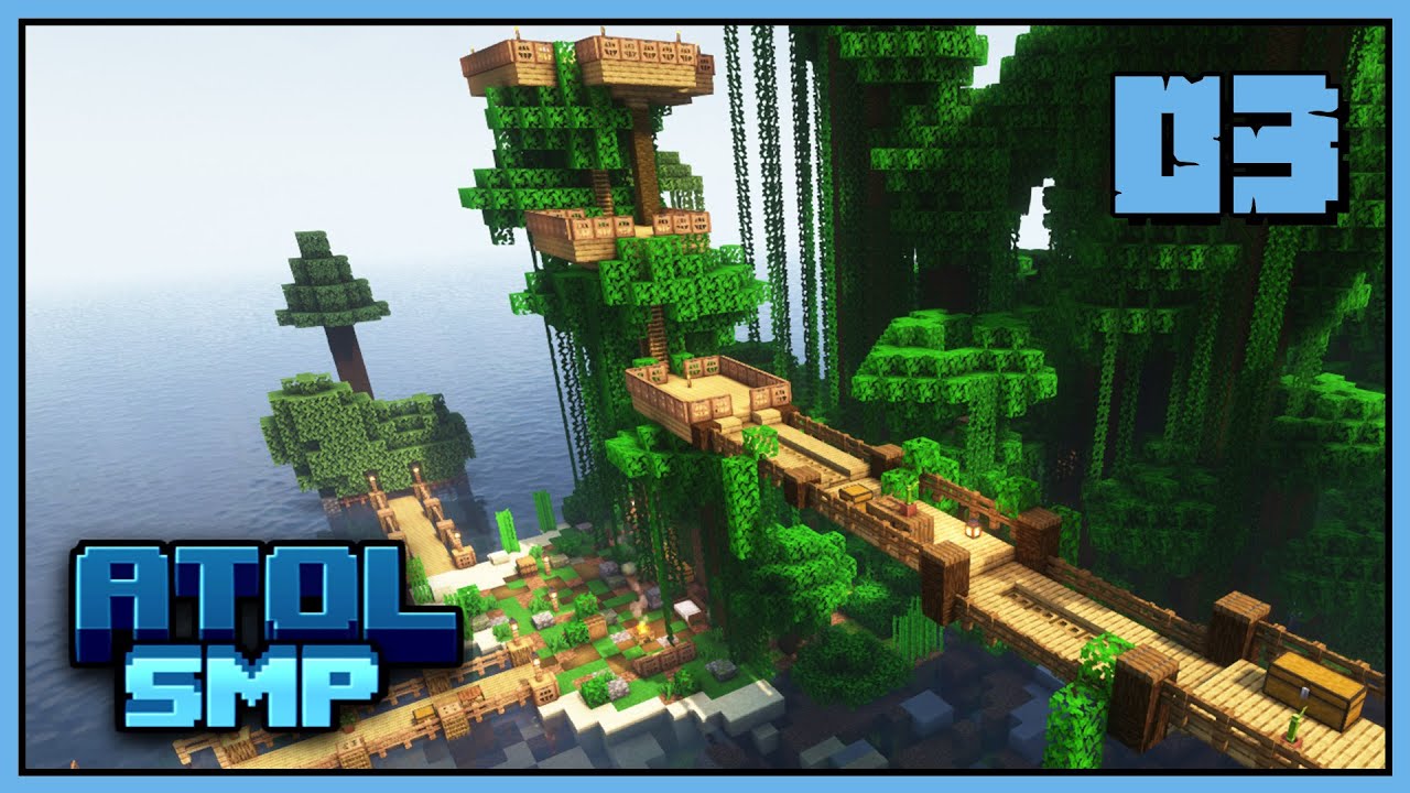 Atol SMP #03 - moja baza na palmach i wiszący most | Minecraft SMP
