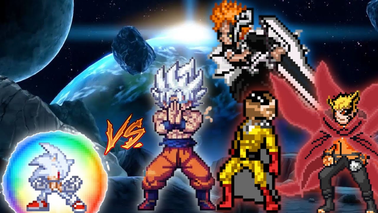 Sonic Chaos V4 JVL OP(AF) VS Manga Goku OP & Saitama OP & Ichigo OP & Naruto Baryon V3 OP in Mugen