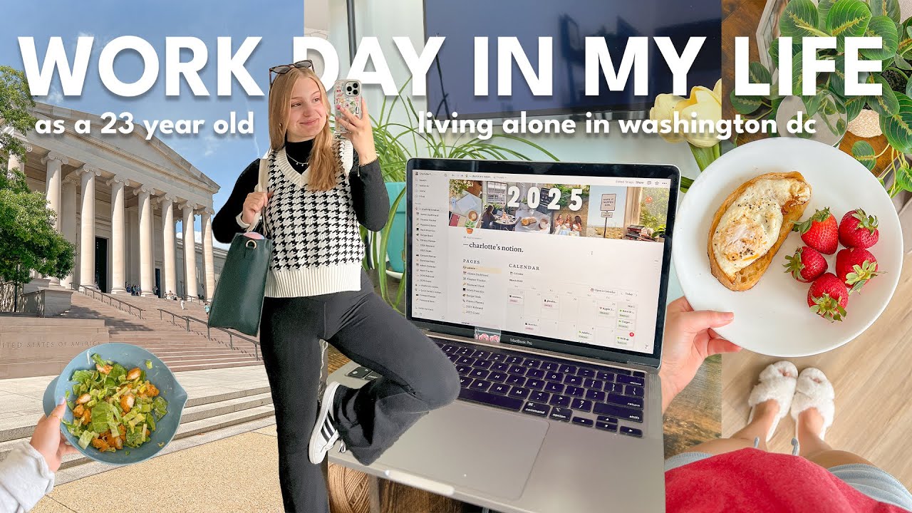 9-5 WORK DAY IN MY LIFE 🌧️ *productive* morning routine, office job, healthy habits, finding balance