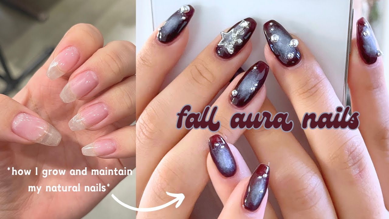 fall aura 3D nails 💫 | aura nails without airbrush | nails at home | self nail | nail art asmr